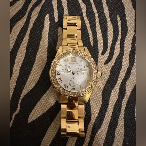 Invicta Angel Women\'s 34mm MOP Dial Crystal Bezel Gold SS Case Chronograph Watch main image 6